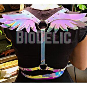 Iridescent wings belt harness rave outfit fairy Cosplay